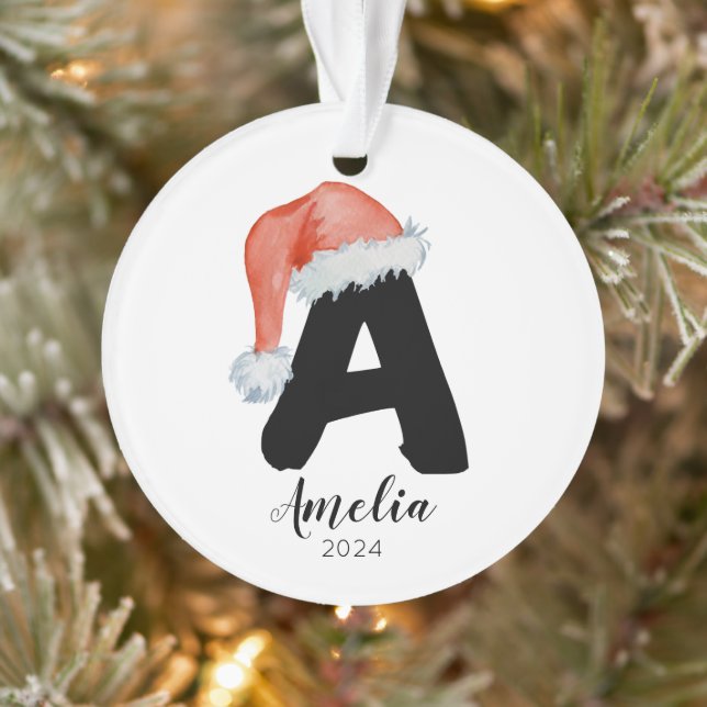 Ornamento Santa Hat Simples - Letra Personalizável A Natal (Árvore)