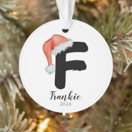 Ornamento Santa Hat Simples - Letra Personalizável F Natal