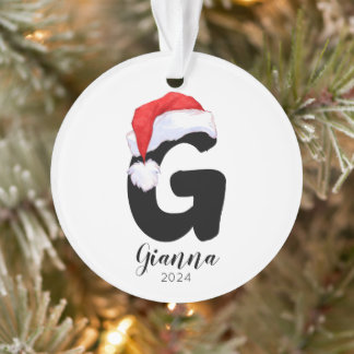 Ornamento Santa Hat Simples - Letra Personalizável G Natal