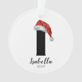 Ornamento Santa Hat Simples - Letra Personalizável I Natal