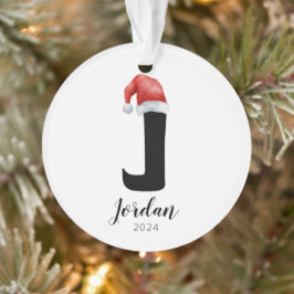 Ornamento Santa Hat Simples - Letra Personalizável J Natal