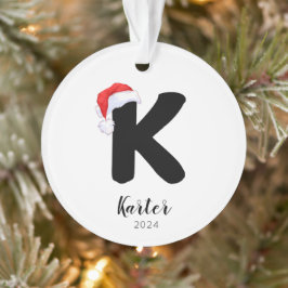 Ornamento Santa Hat Simples - Letra Personalizável K Natal