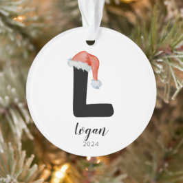 Ornamento Santa Hat Simples - Letra Personalizável L Natal