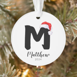 Ornamento Santa Hat Simples - Letra Personalizável M Natal