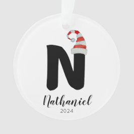 Ornamento Santa Hat Simples - Letra Personalizável N Natal
