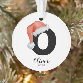 Ornamento Santa Hat Simples - Letra Personalizável O Natal
