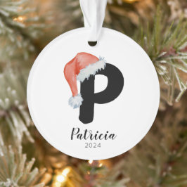 Ornamento Santa Hat Simples - Letra Personalizável P Natal