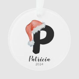 Ornamento Santa Hat Simples - Letra Personalizável P Natal