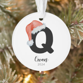 Ornamento Santa Hat Simples - Letra Personalizável Q Natal