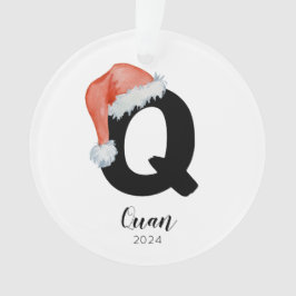 Ornamento Santa Hat Simples - Letra Personalizável Q Natal