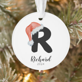 Ornamento Santa Hat Simples - Letra Personalizável R Natal