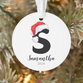 Ornamento Santa Hat Simples - Letra Personalizável S Natal
