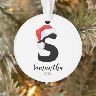 Ornamento Santa Hat Simples - Letra Personalizável S Natal