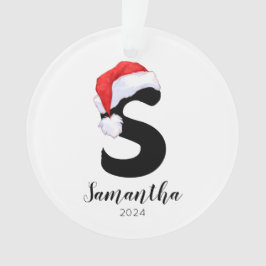 Ornamento Santa Hat Simples - Letra Personalizável S Natal
