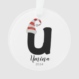 Ornamento Santa Hat Simples - Letra Personalizável U Natal