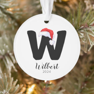 Ornamento Santa Hat Simples - Letra Personalizável W Natal