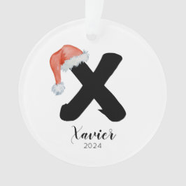Ornamento Santa Hat Simples - Letra Personalizável X Natal
