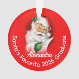 Ornamento Santa's Favorite Custom Class of 2026 Graduate