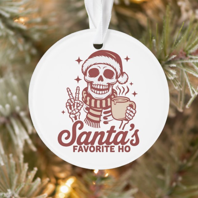 Ornamento Santa's Favorite Ho Skeleton Snarky Christmas  (Árvore)