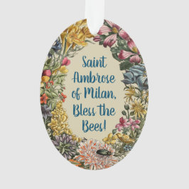 Ornamento Santo Ambrósio de Milão com Flores, Abelhas e Colm