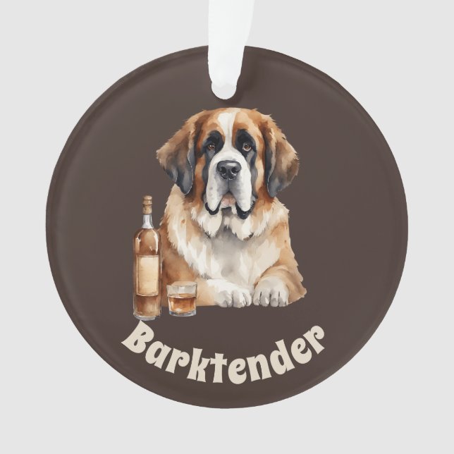 Ornamento Santo Bernard Dog Barktender Extraordinair (Frente)