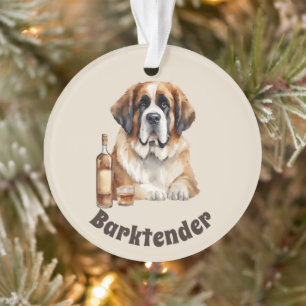 Ornamento Santo Bernard Dog Barktender Extraordinair