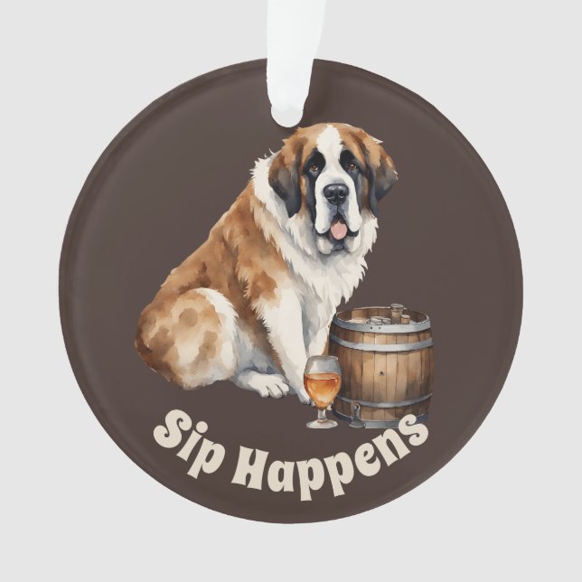 Ornamento Santo Bernard Dog Sip Acontece (Frente)