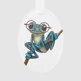 Ornamento Sapo de árvore azul bonito com vidros do olho no