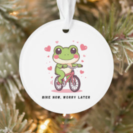 Ornamento Sapo Fofo Andando de Bicicleta | Presente Engraçad