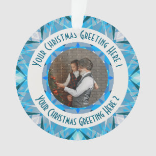 Ornamento Saudação de Foto Azul da Estrela de Natal Personal