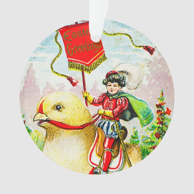 Ornamento Saudações à Páscoa Whimsical: Cavaleiro sobre o Pi (Frente)