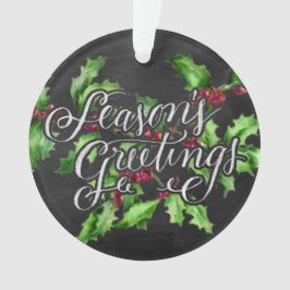 Ornamento Saudações de Holiday Chalk Green Holly Branch Seas