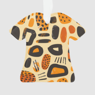 Ornamento "Savanna Pop: Tribal Vibes em Laranja e Negro"