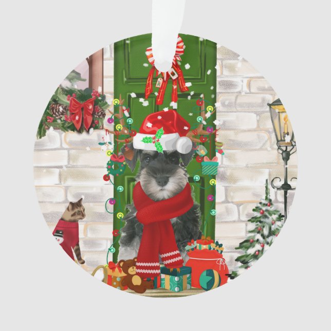 Ornamento Schnauzer Dog Christmas (Frente)