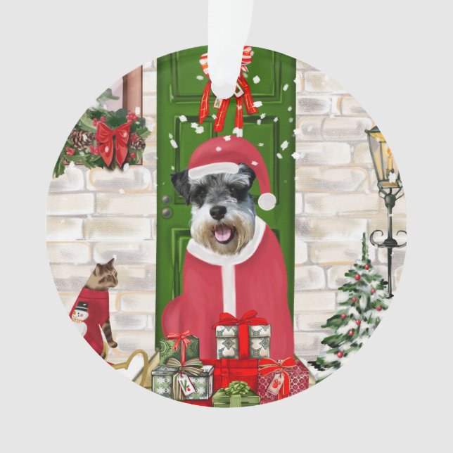 Ornamento Schnauzer Dog Christmas (Frente)