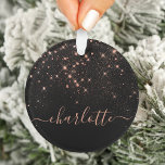 Ornamento Script Glamoroso Elegante Glitter Glitter Dourado<br><div class="desc">Crie o seu próprio ornamento de brilho de diamante preto e rosa personalizado com o seu nome de escrita manual personalizado moderno.</div>