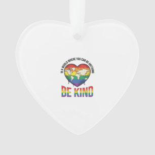Ornamento Seja Gentil Mundo Coração Arco-Íris Camiseta Vecto