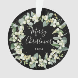 Ornamento Sem Fotografia Snowberry+Eucalyptus Round Acrylic