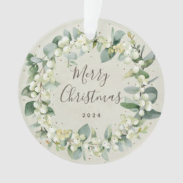 Ornamento Sem Fotografia Snowberry+Eucalyptus Round Acrylic