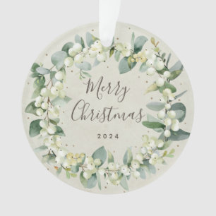 Ornamento Sem Fotografia Snowberry+Eucalyptus Round Acrylic