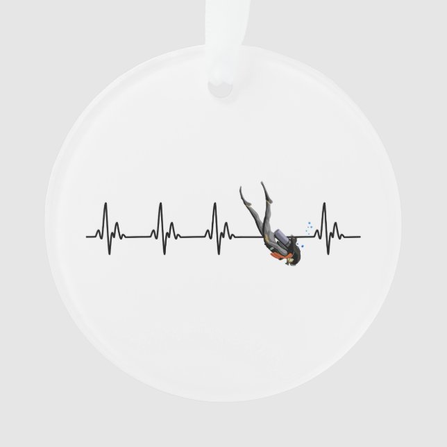 Ornamento Senhoras SCUBA Diving Heartbeat (Frente)