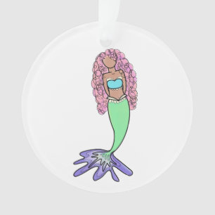 Ornamento sereia arco-íris rosa azul roxo verde preto encara