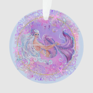 Ornamento Sereia com flores e arte por Renee