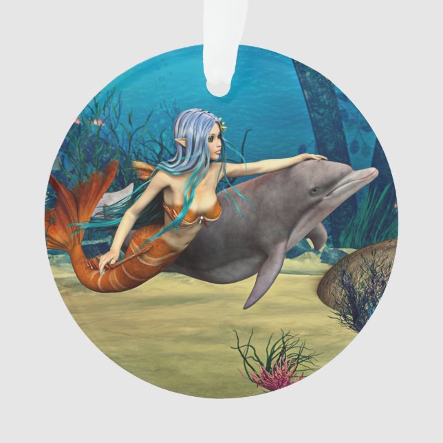 Ornamento Sereia com golfinho (Frente)