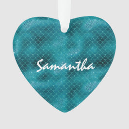 Ornamento Sereia Teal Sparkle personalizada