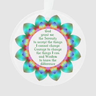 Ornamento Serenity Prayer centrado em 12 pedais de design