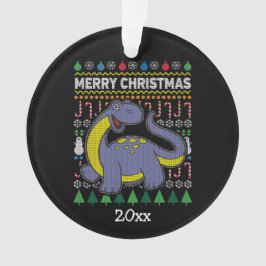 Ornamento Série Dino Purple Ugly Christmas Sweater