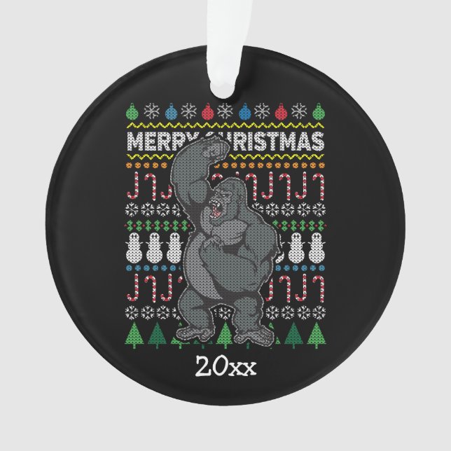 Ornamento Série Gorilla Ugly Christmas Sweater (Frente)