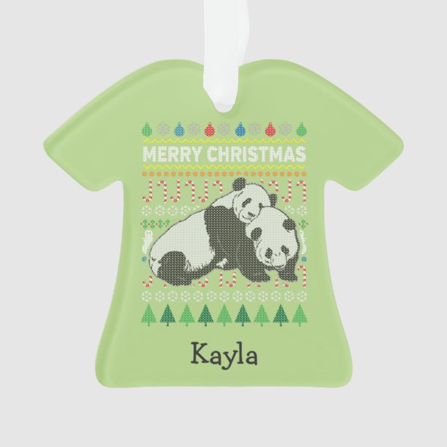 Ornamento Série Panda Ugly Christmas Sweater (Frente)