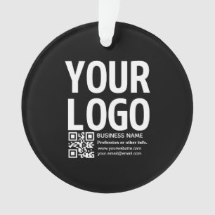 Ornamento Seu logotipo com código QR e texto editáveis